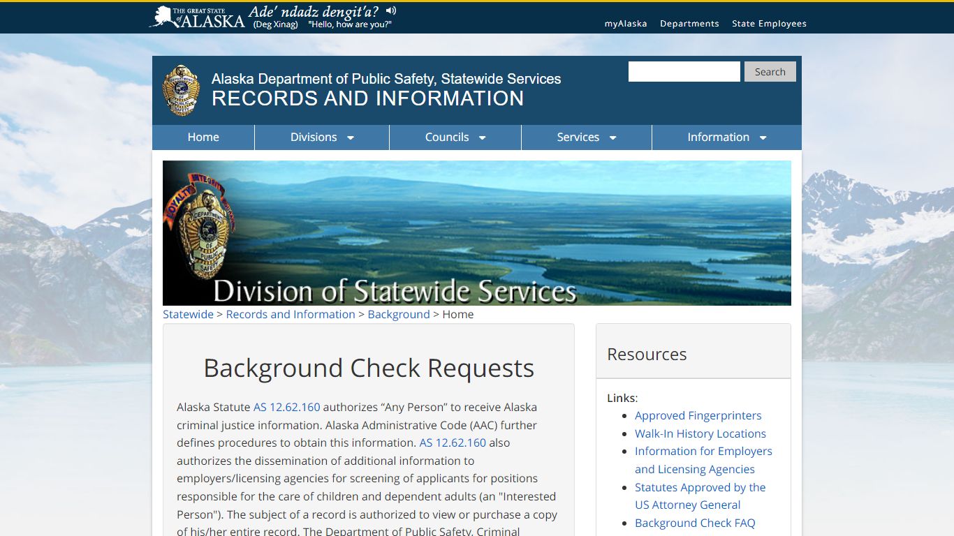 Home - Background - Records and Information - Alaska Department of ...